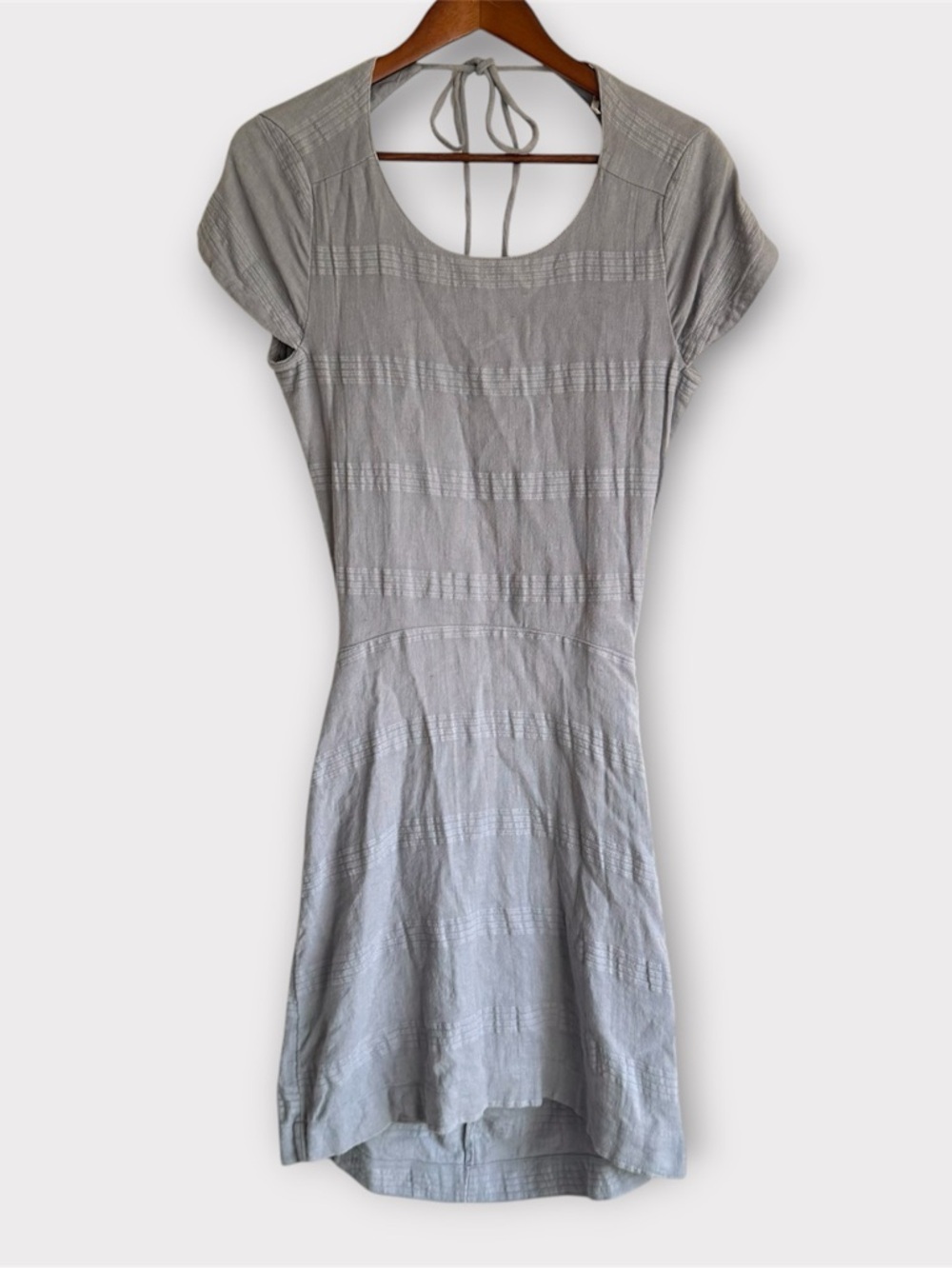 Free People Meika Mini Dress Blue Gray Open Back Size X-Small